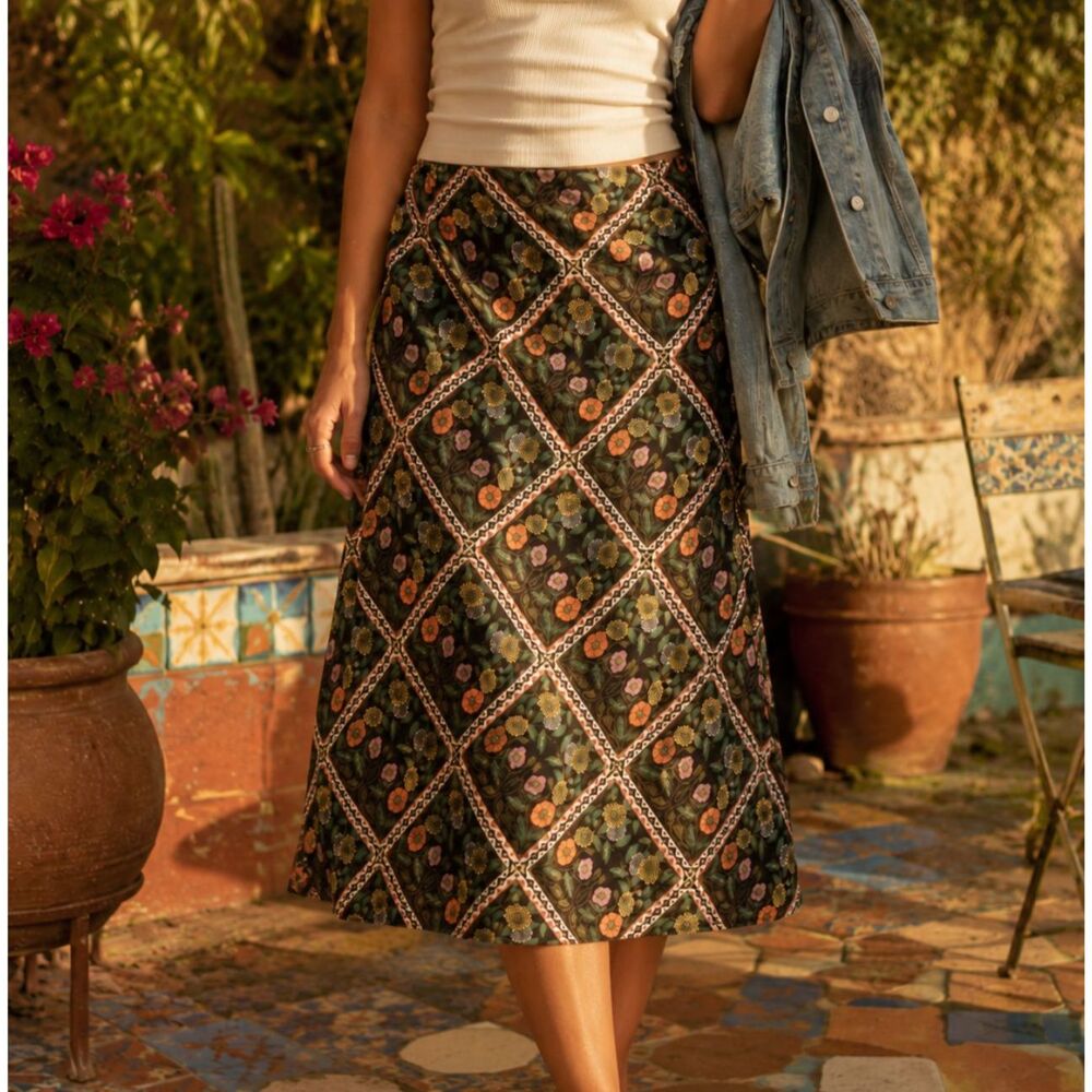 Target Latino Heritage Floral Maxi Skirt NWT Side Slit Recycled Poly XXL